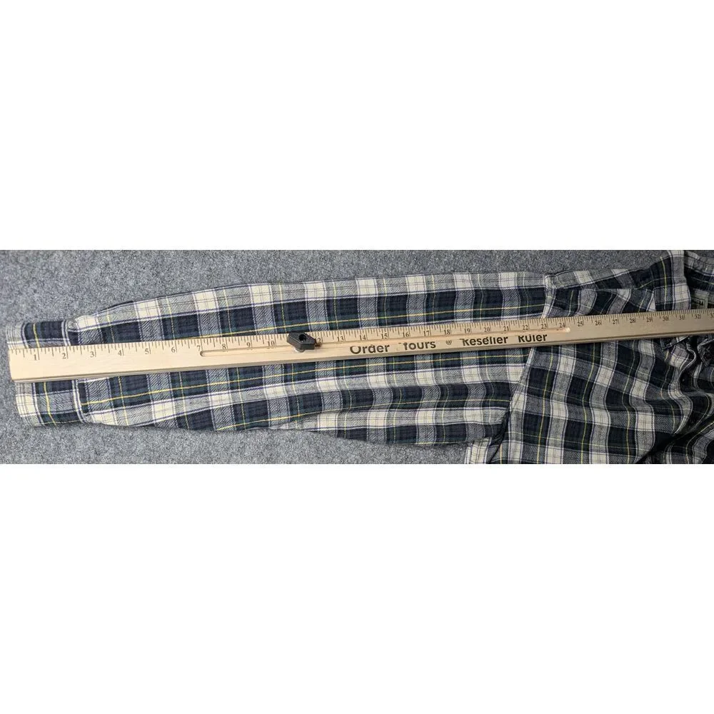 L.L. Bean Men's 100% Cotton Flannel Short Plaid Blue White Yellow Size Large Reg